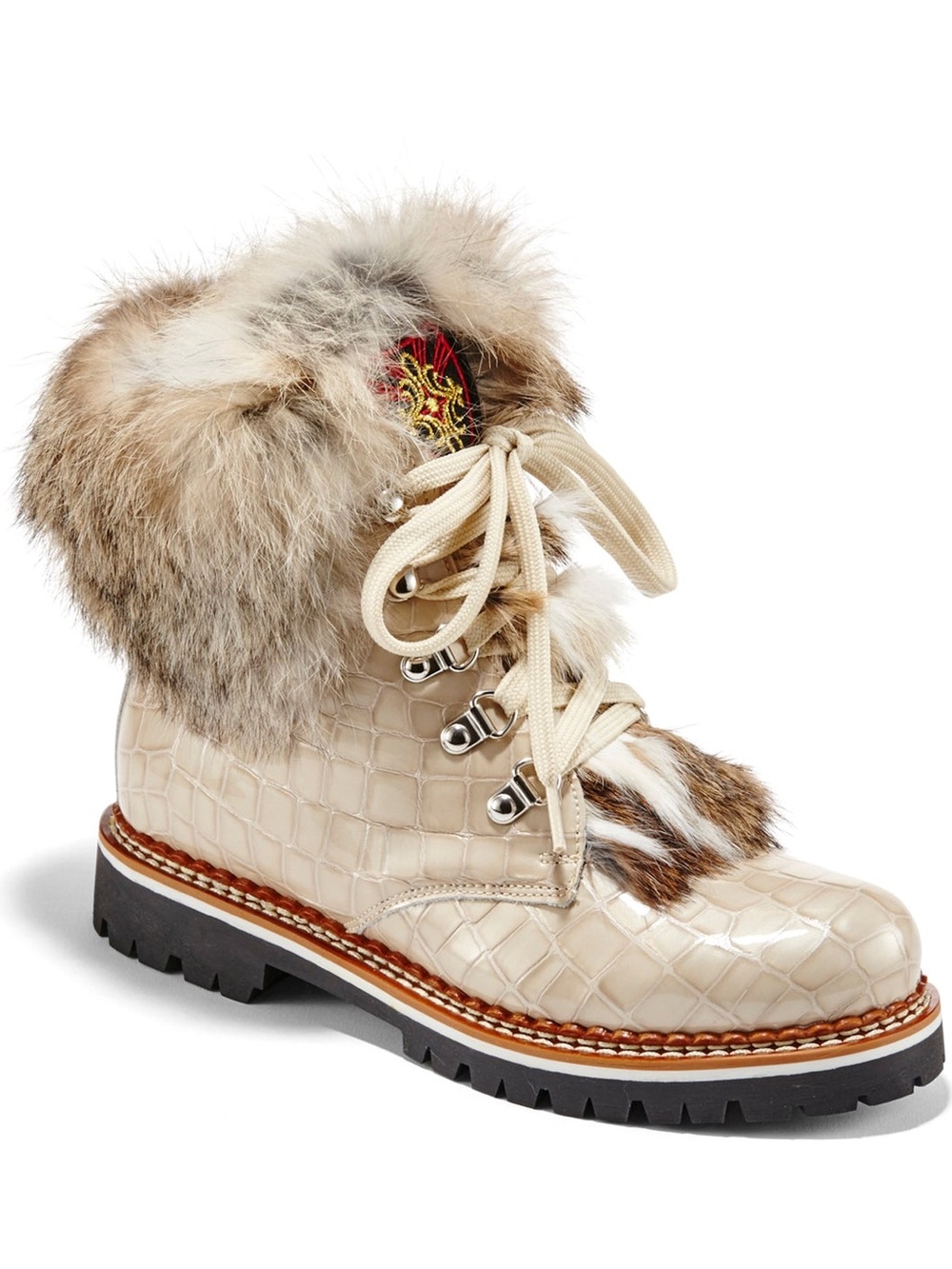 🆕{La Thuile} L-after Rabbit Fur Trimmed Leather Ski Boots